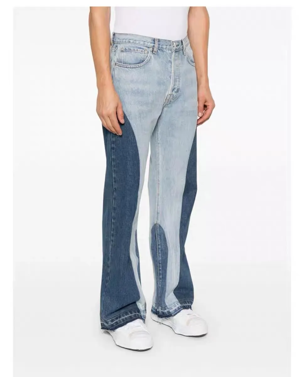 p270 646#Gallery Dept New style oval stitching washed blue stitching straight wide leg jeans American retro casual trousers washed blue S~XL